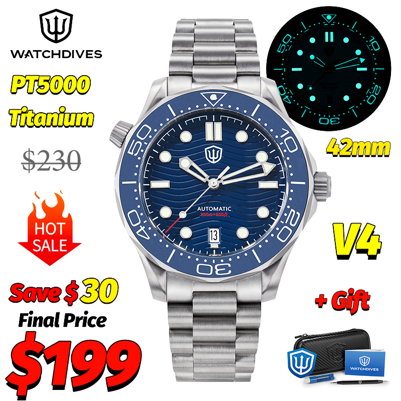 Luxury Watch And Bracelet - Watchdives WD007 V4 NTTD Mechanical Titanium