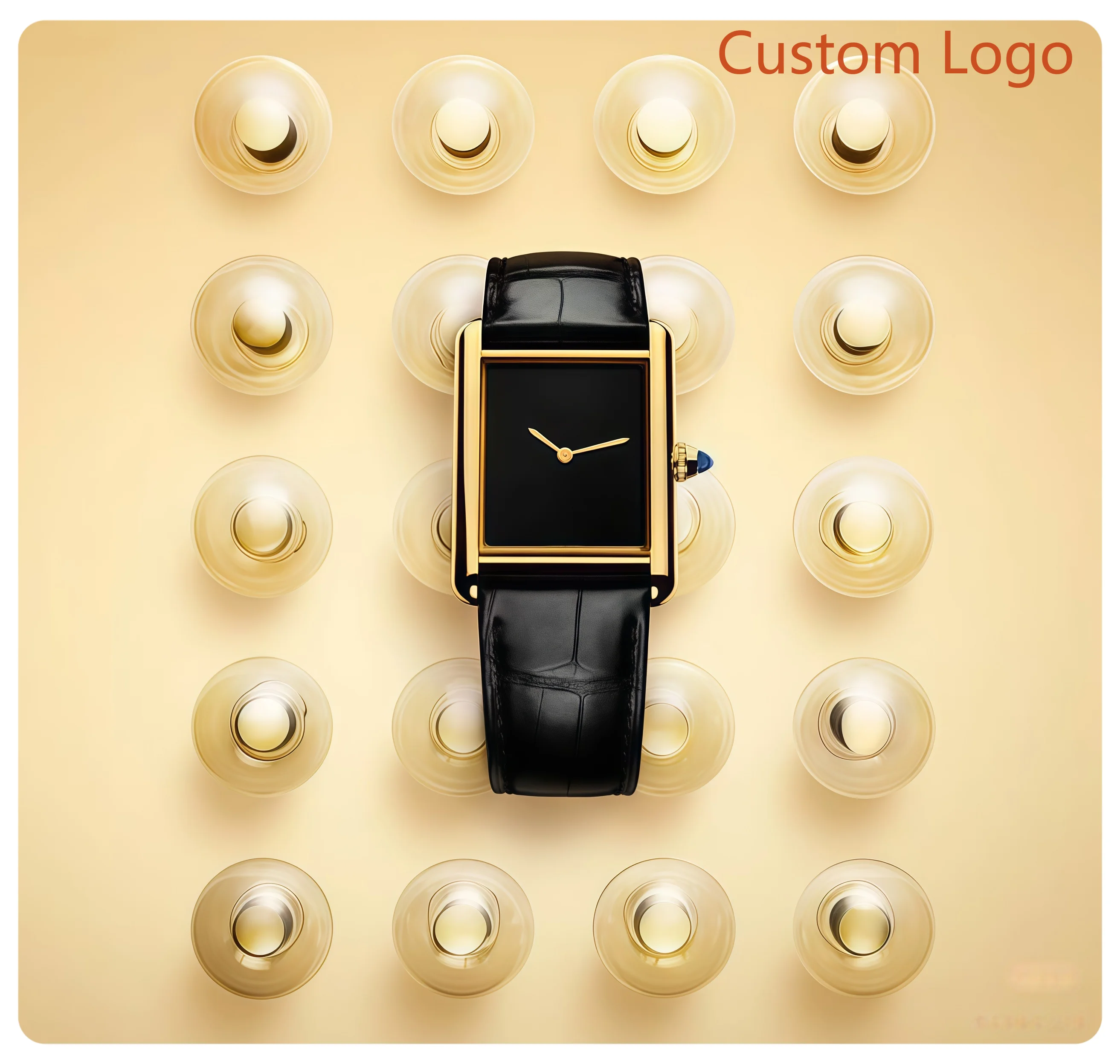 Luxury Watch Gold And Black - Gold Square 22mm/27mm Watch Black Dial