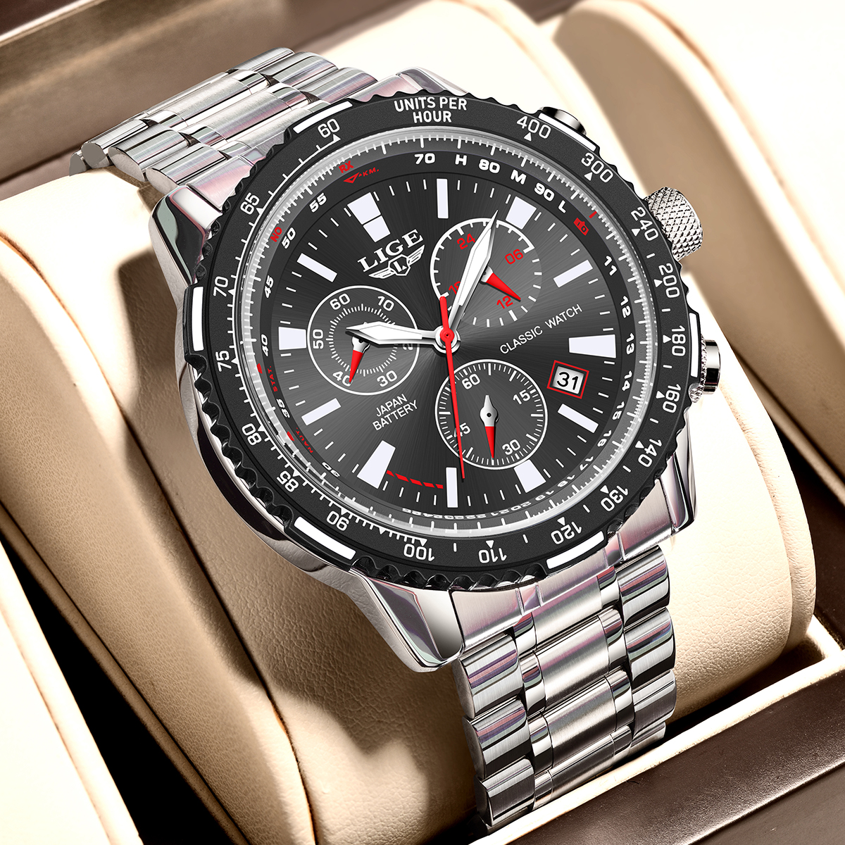Luxury Watch Mockup - LIGE Top Brand Fashion Man's Quartz