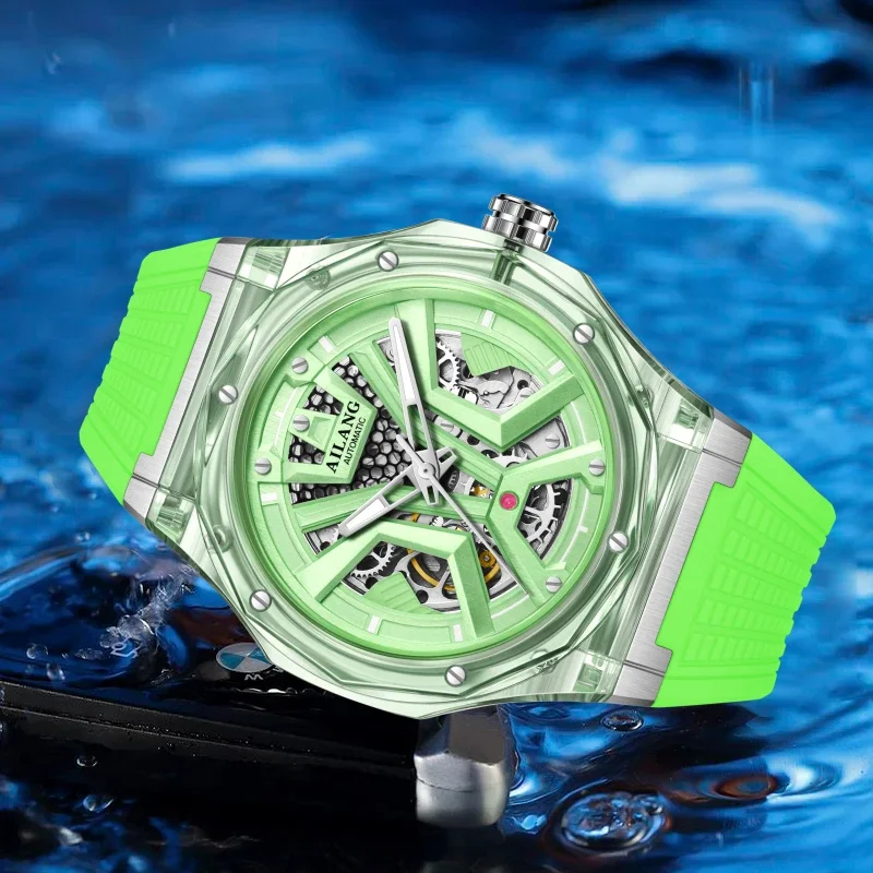 Luxury Watch With Rubber Strap - AILANG Brand Sports Men Mechanical Watch