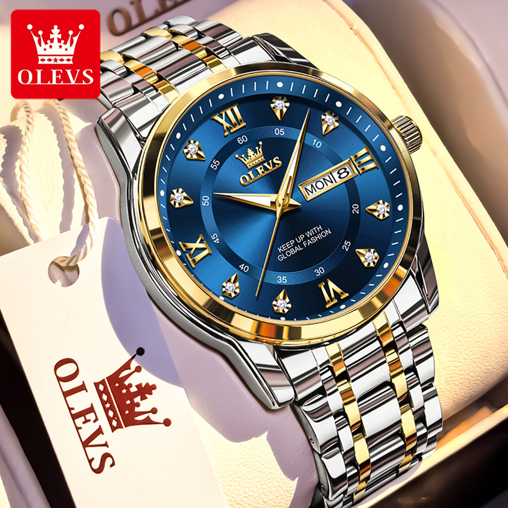 Luxury Watch Mockup - OLEVS Brand Fashion men's watches stainless