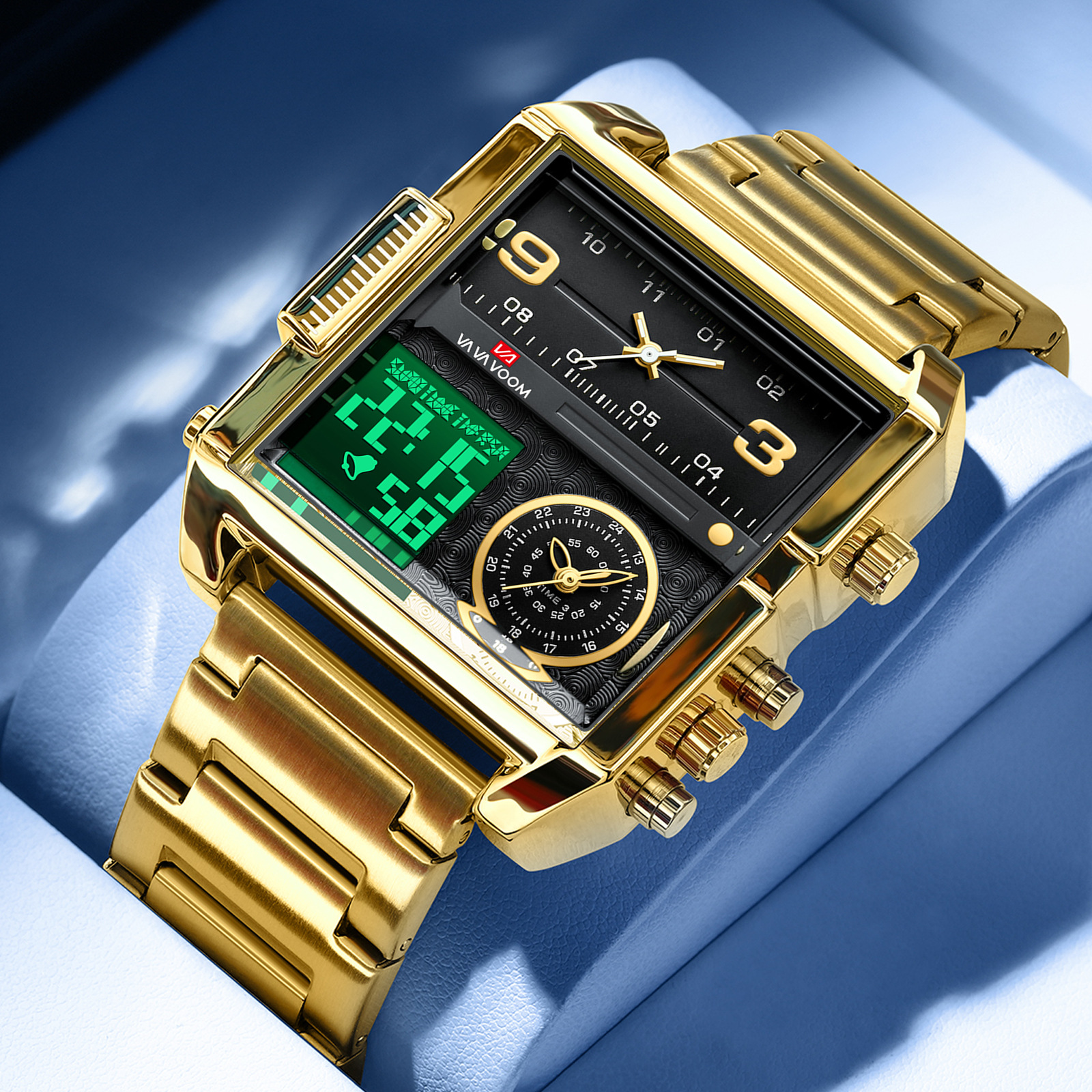 Dual Display Men Sports Watche - Luxury Watch Gold And Black บทวิจารณ์และราคา