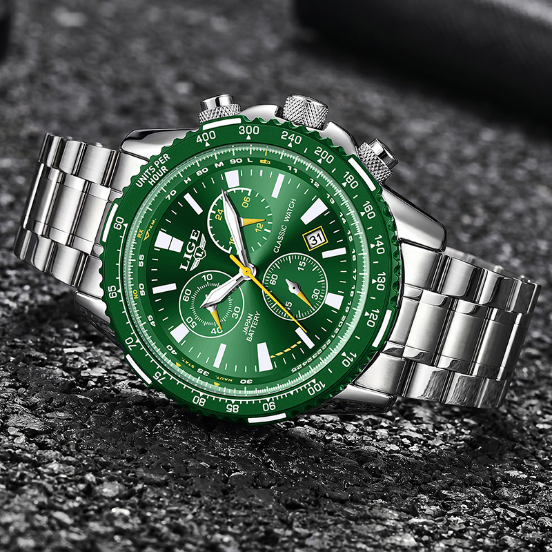 LIGE New Green Big Dial Watch  - Luxury Watch Mockup บทวิจารณ์และราคา
