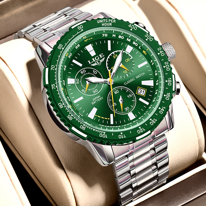 LIGE New Green Big Dial Watch  - Luxury Watch Mockup บทวิจารณ์และราคา