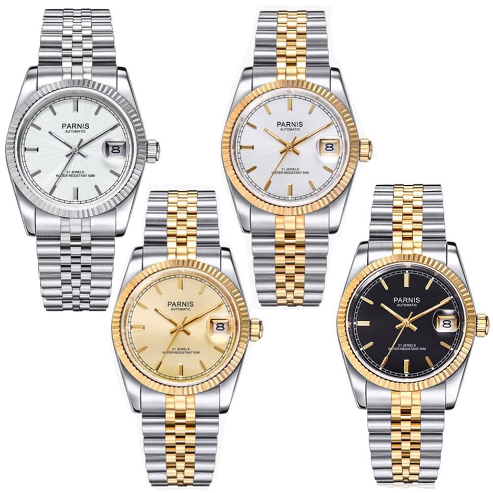 Parnis 36mm Mens Automatic Wat - Luxury Watch Gold And Black บทวิจารณ์และราคา