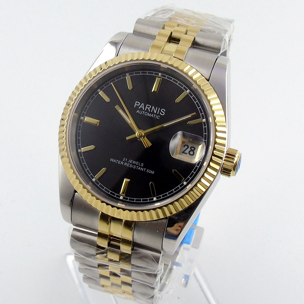 Parnis 36mm Mens Automatic Wat - Luxury Watch Gold And Black บทวิจารณ์และราคา