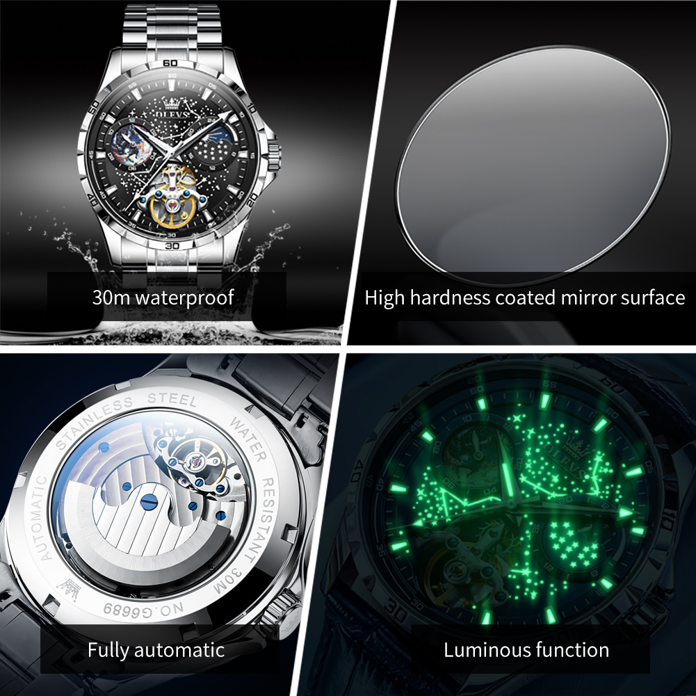 OLEVS 6689 Luxury Brand Moon P - Luxury Watch Mockup บทวิจารณ์และราคา