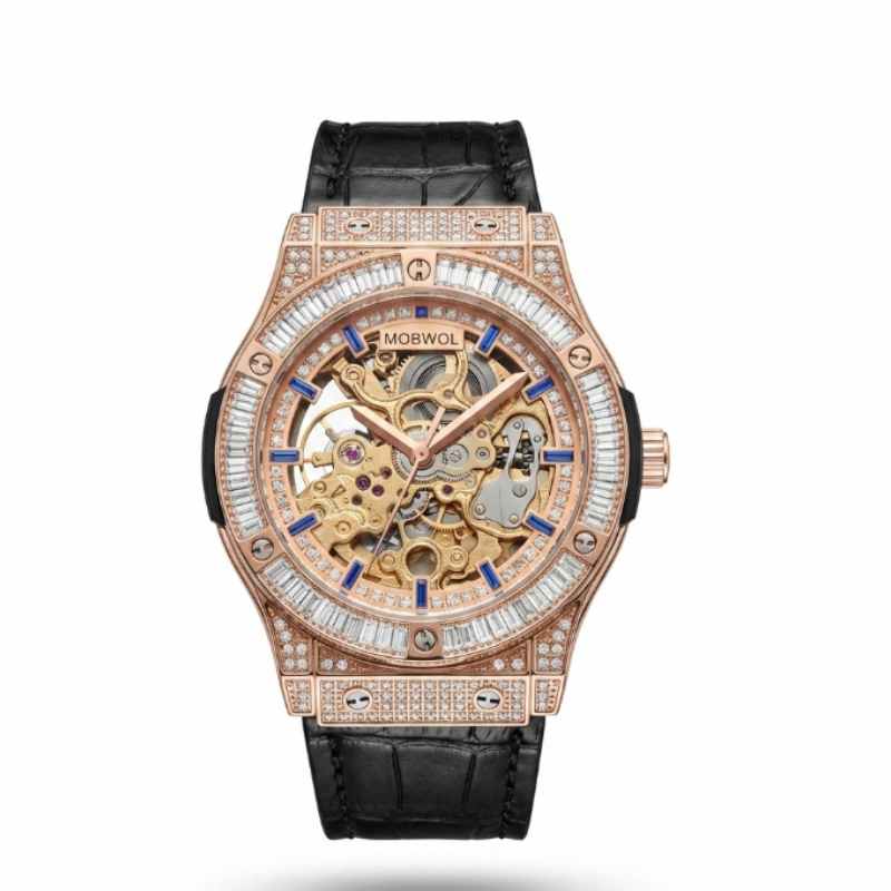 MOBWOL Rose Gold Skeleton Mech - Luxury Watch With Rubber Strap บทวิจารณ์และราคา