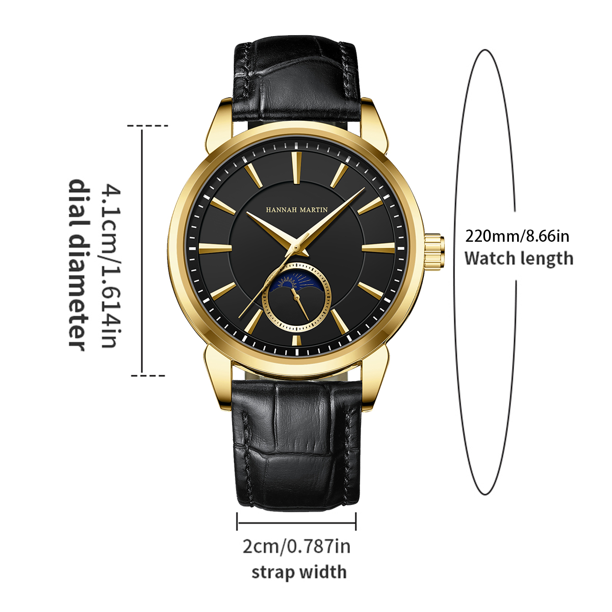 Hannah Martin Men Multi functi - Luxury Watch Gold And Black บทวิจารณ์และราคา