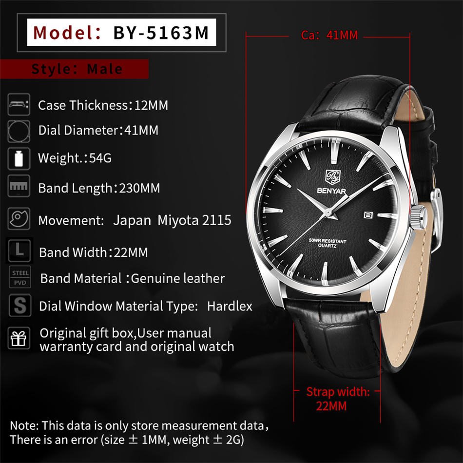 Benyar 5163 Top Brand Luxury M - Luxury Watch Mockup บทวิจารณ์และราคา