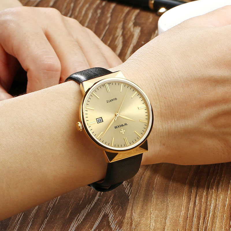 WWOOR Men's Watches Top Brand  - Luxury Watch Gold And Black บทวิจารณ์และราคา