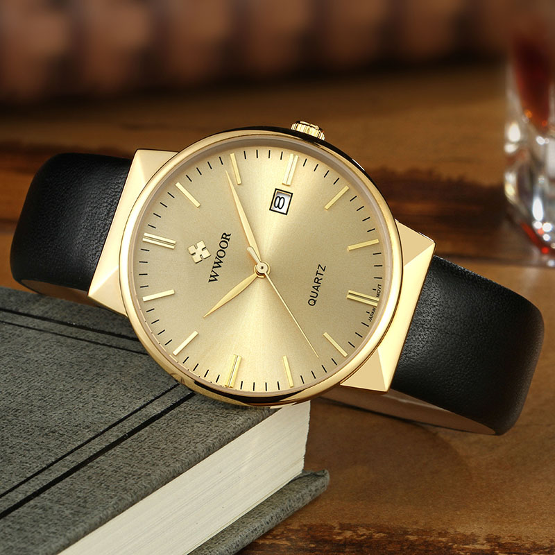 WWOOR Men's Watches Top Brand  - Luxury Watch Gold And Black บทวิจารณ์และราคา