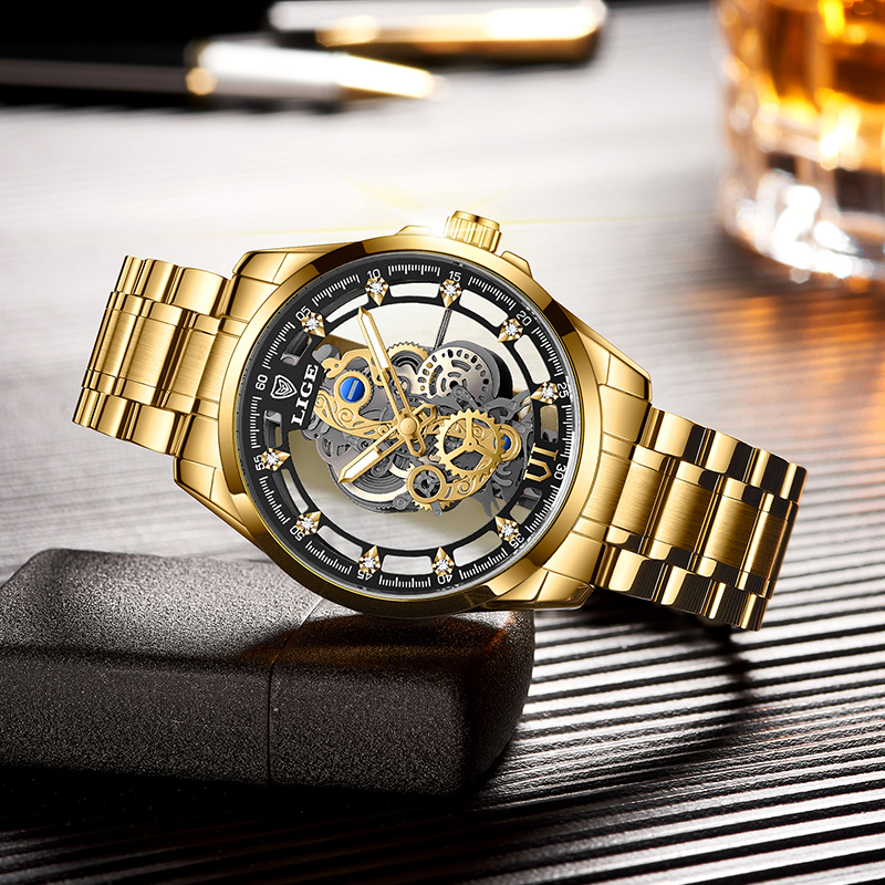 2026 LIGE Men Watch Skeleton A - Luxury Watch Mockup บทวิจารณ์และราคา