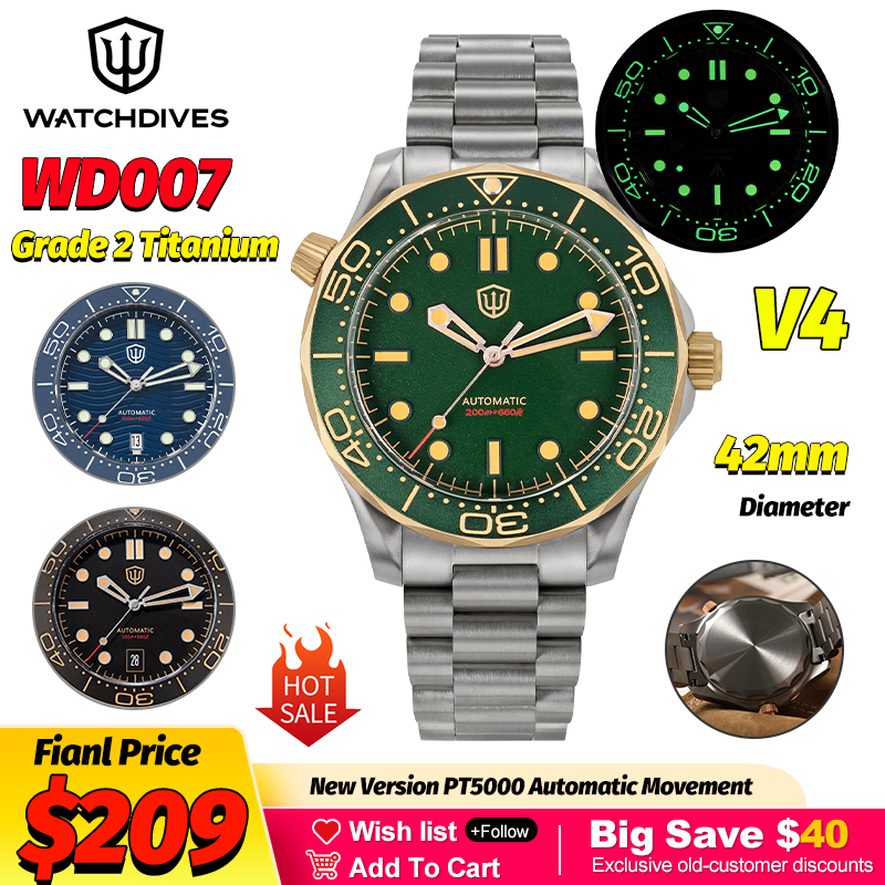 Watchdives WD007 V4 42Mm Titan - Luxury Watch And Bracelet บทวิจารณ์และราคา