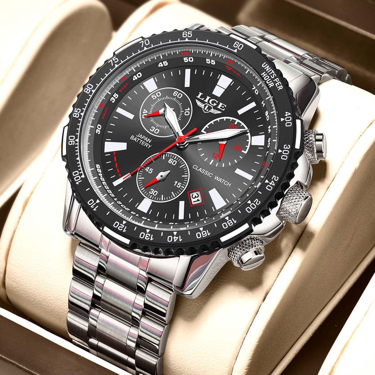 LIGE Top Brand Fashion Man's Q - Luxury Watch Mockup บทวิจารณ์และราคา