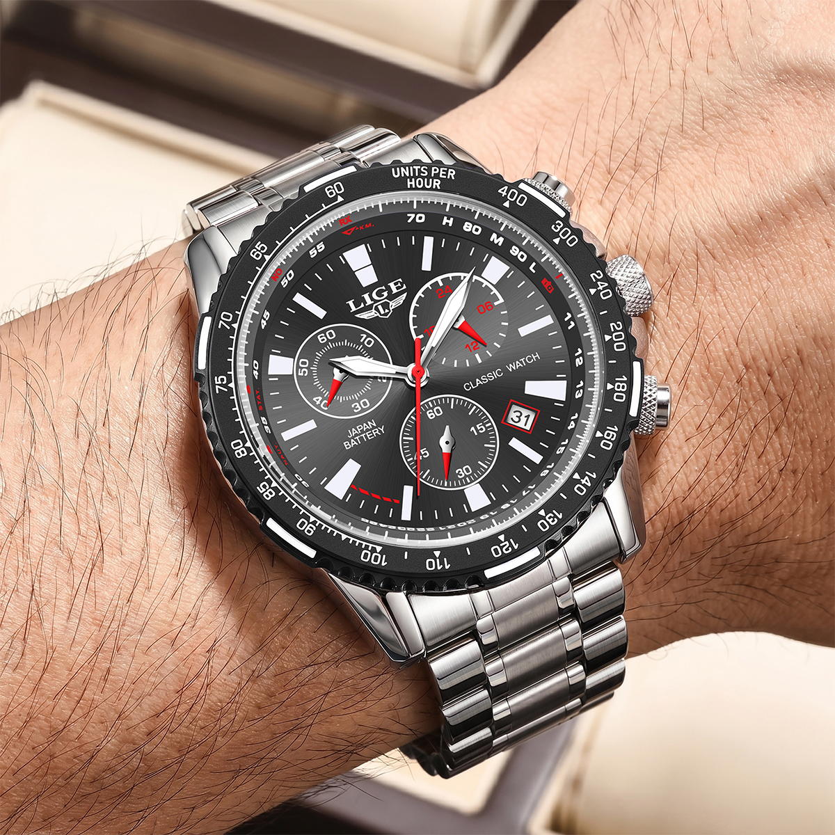 LIGE Top Brand Fashion Man's Q - Luxury Watch Mockup บทวิจารณ์และราคา