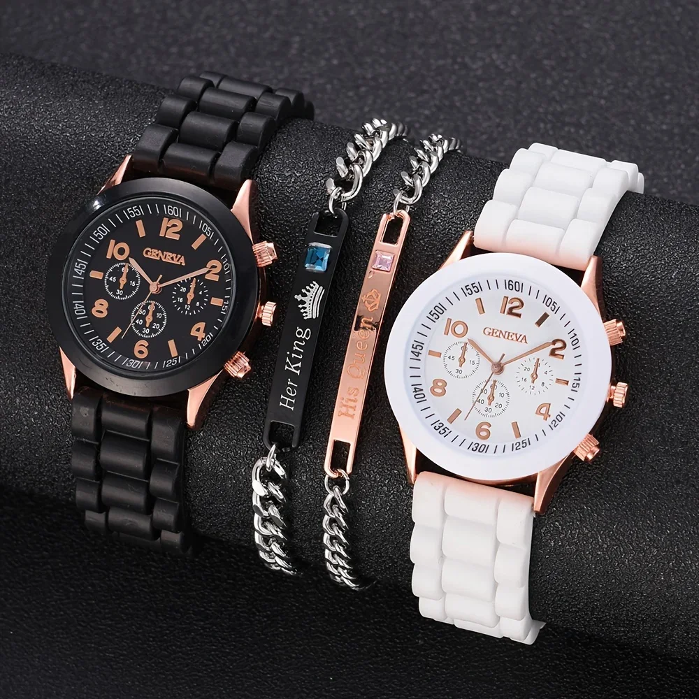 2Pcs Luxury Women's Watch Set  - Luxury Watch With Rubber Strap บทวิจารณ์และราคา