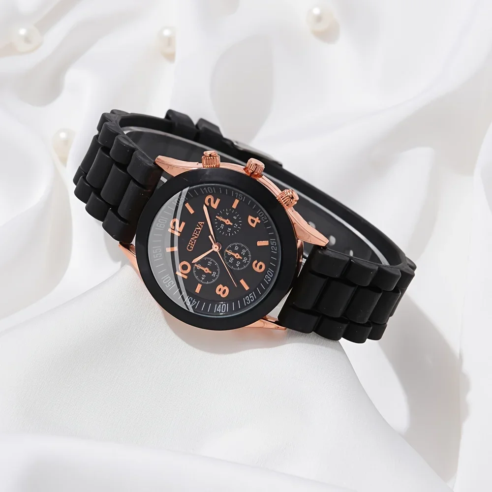 2Pcs Luxury Women's Watch Set  - Luxury Watch With Rubber Strap บทวิจารณ์และราคา