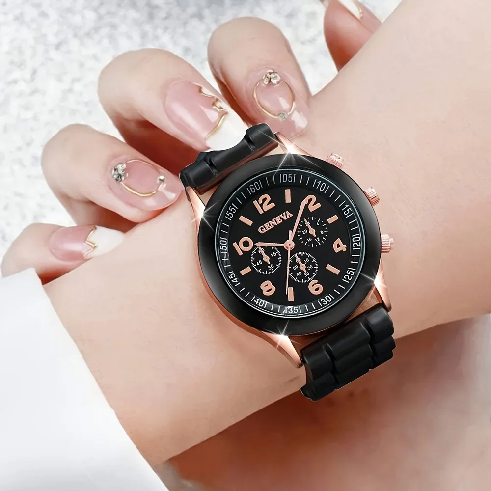 2Pcs Luxury Women's Watch Set  - Luxury Watch With Rubber Strap บทวิจารณ์และราคา