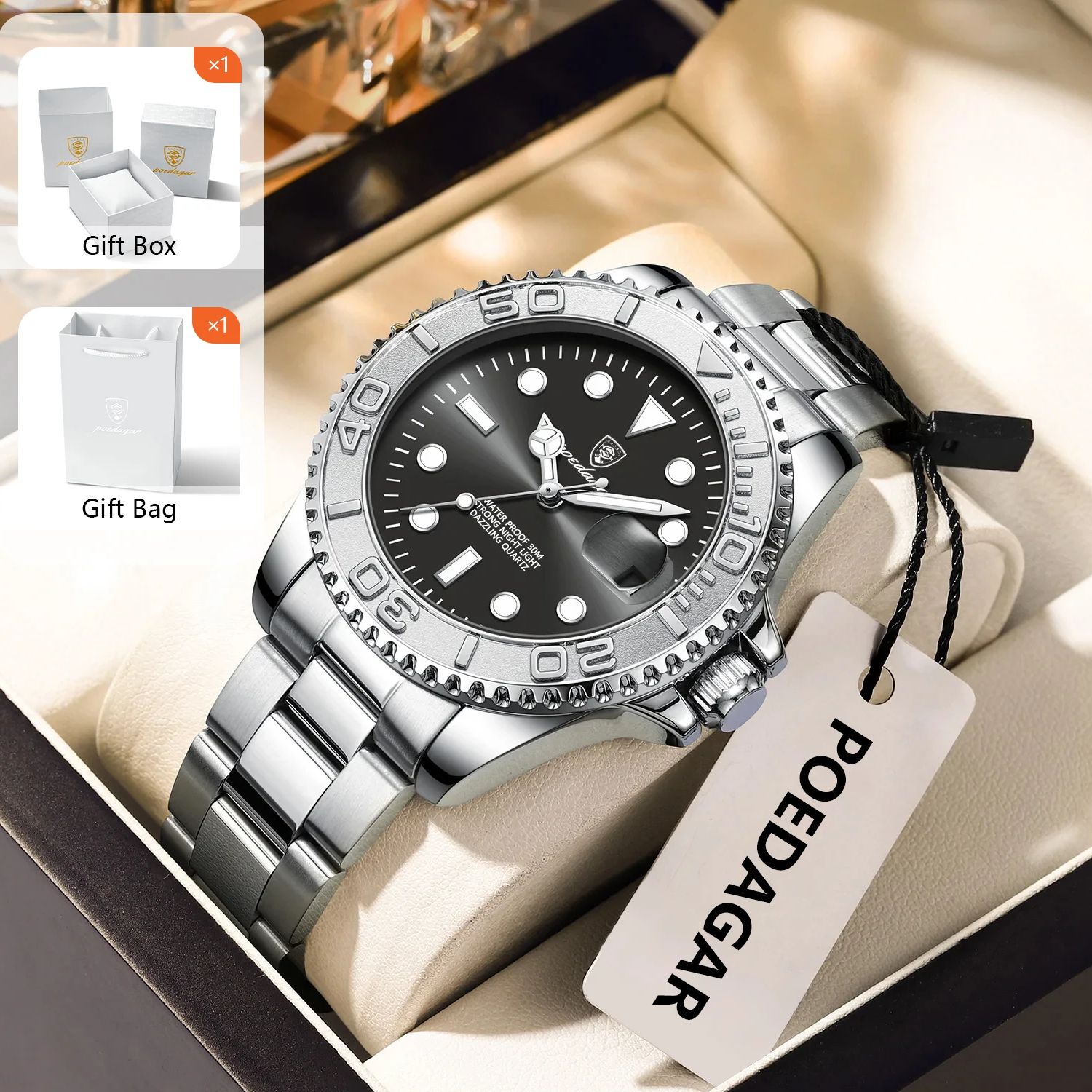 POEDAGAR Trendy Sport Man Watc - Luxury Watch And Bracelet บทวิจารณ์และราคา