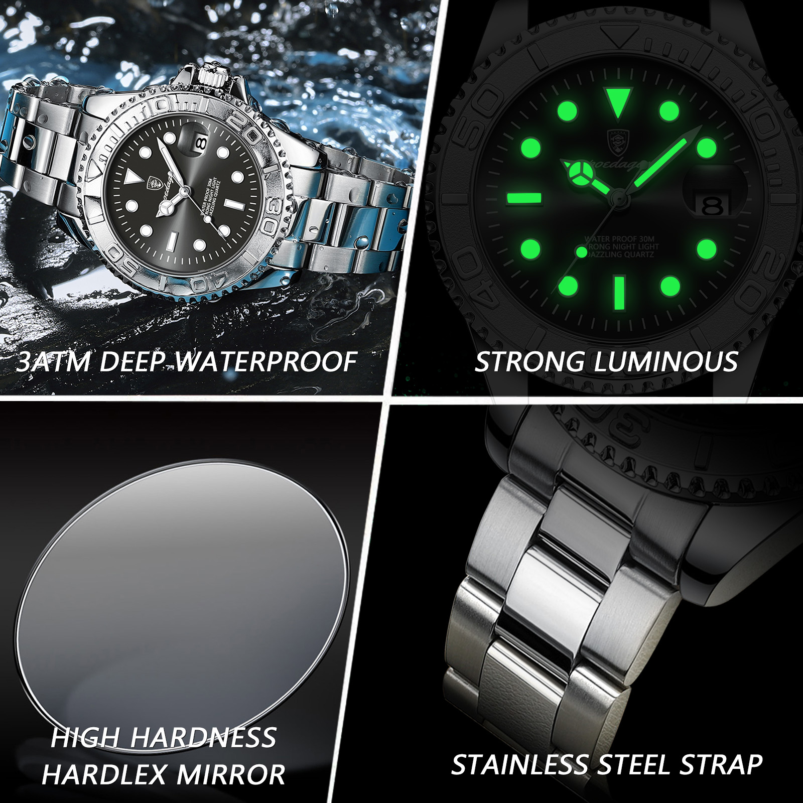 POEDAGAR Trendy Sport Man Watc - Luxury Watch And Bracelet บทวิจารณ์และราคา