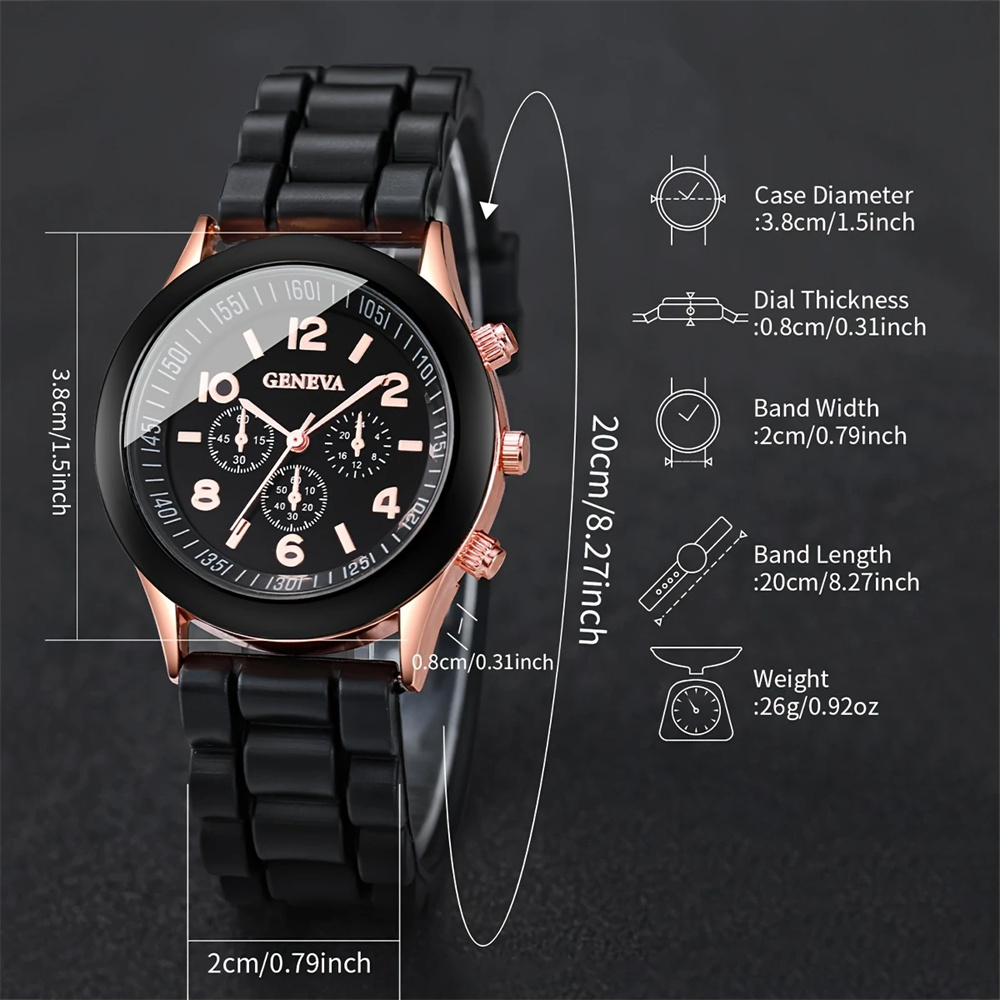 2Pcs Luxury Women's Watch Set  - Luxury Watch With Rubber Strap บทวิจารณ์และราคา