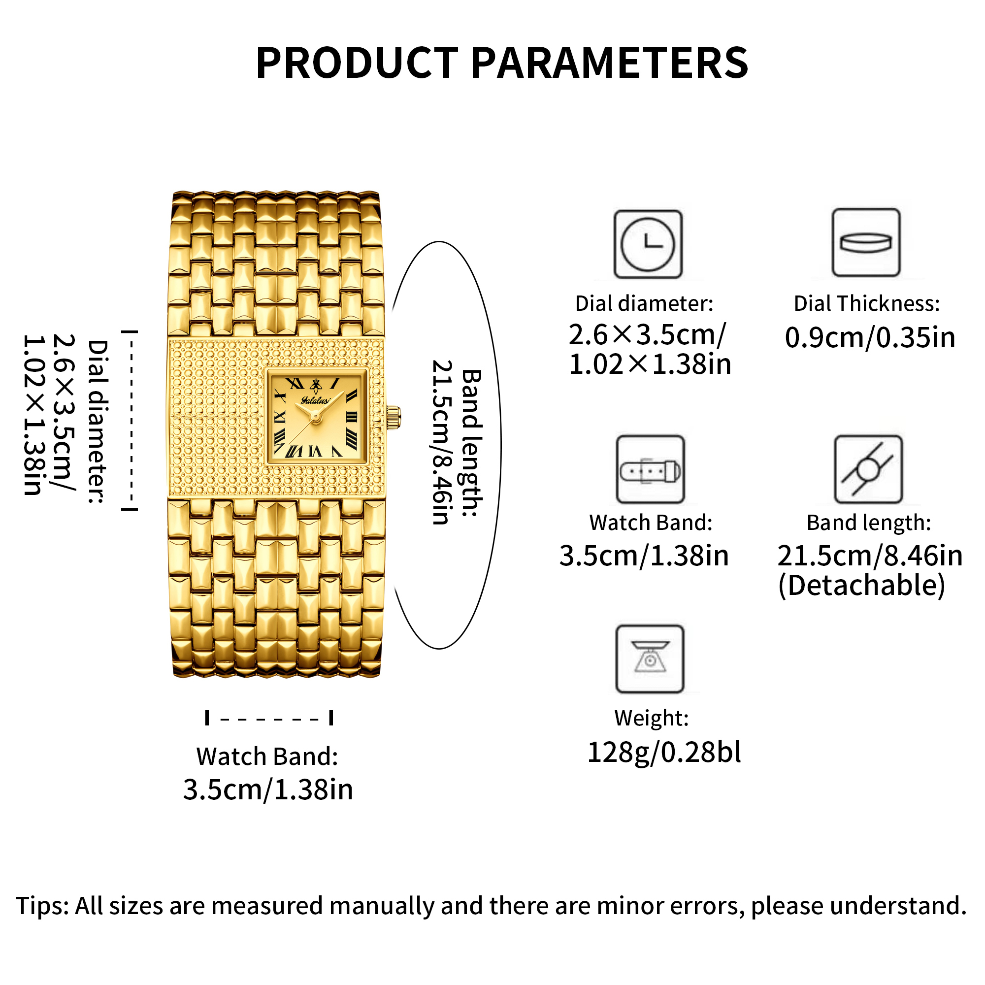 YaLaLuSi Tonneau Square Full R - Luxury Watch Gold And Black บทวิจารณ์และราคา