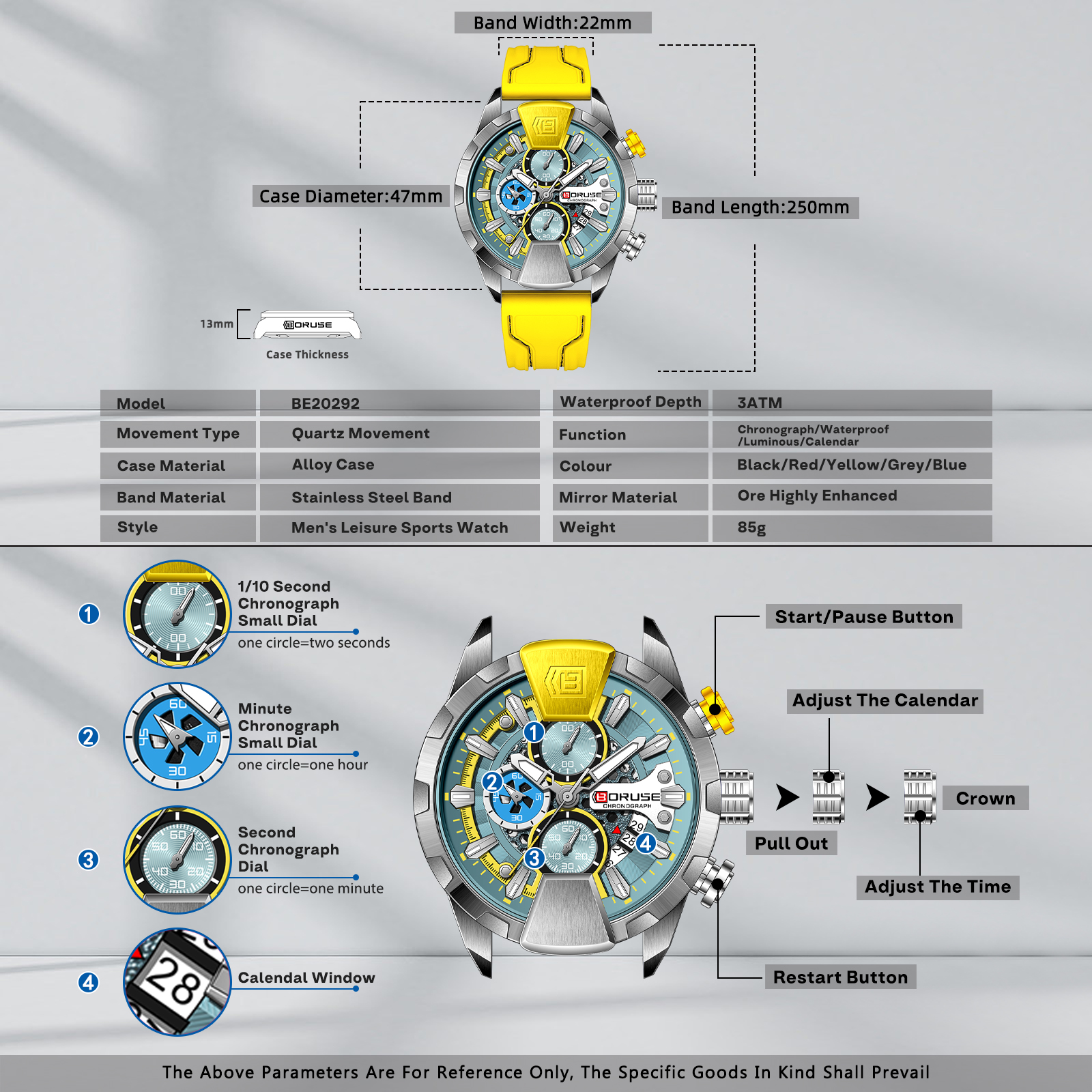 BORUSE Yellow Watches Men Wate - Luxury Watch It บทวิจารณ์และราคา
