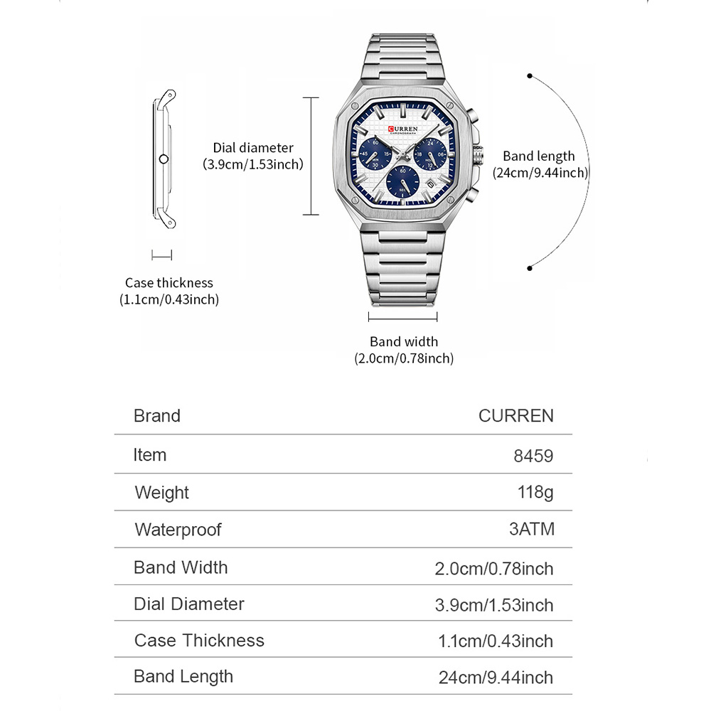 CURREN Luxury Square Chrono Wa - Luxury Watch And Bracelet บทวิจารณ์และราคา