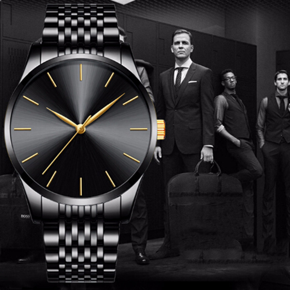 Men Stainless Steel Quartz Wat - Luxury Watch Gold And Black บทวิจารณ์และราคา