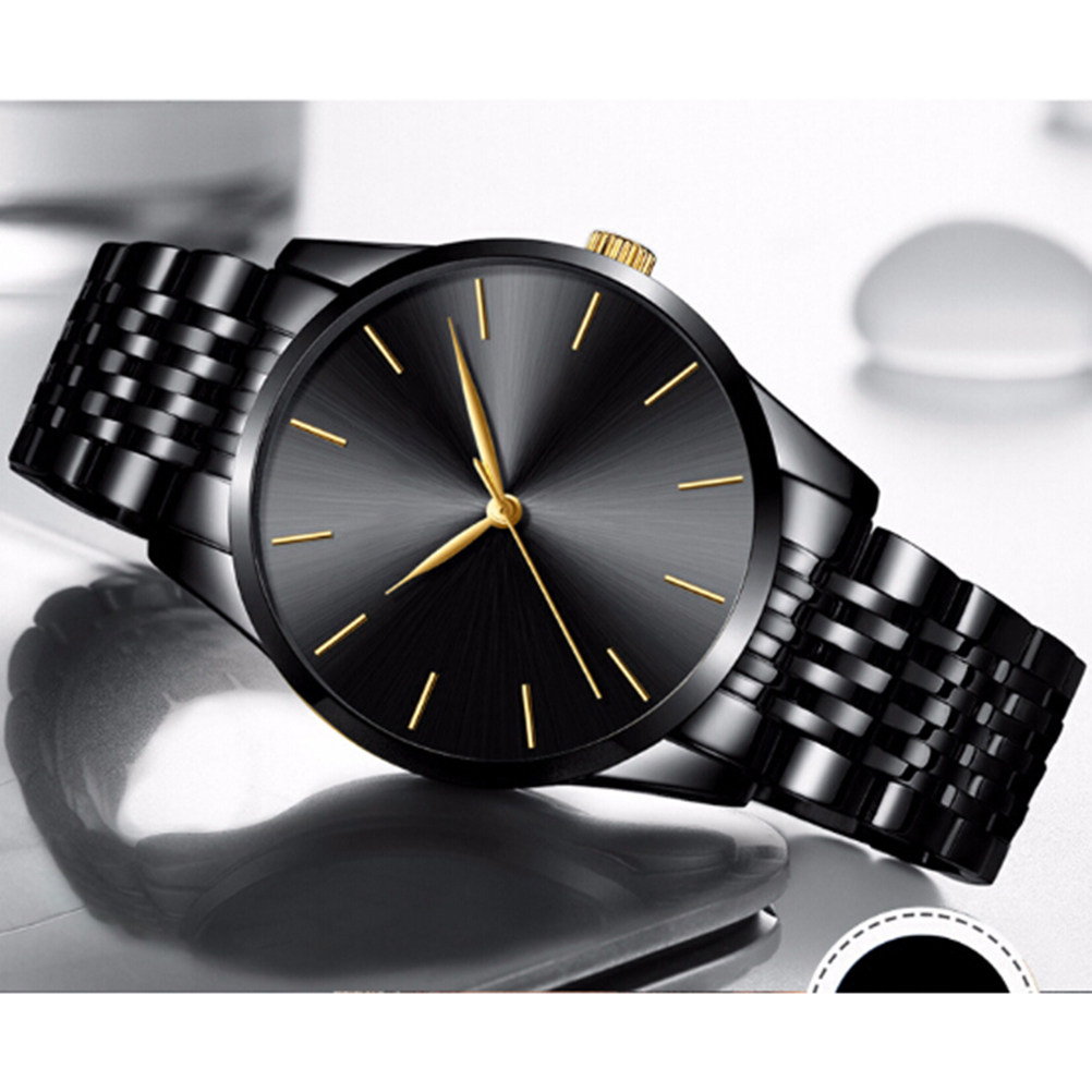 Men Stainless Steel Quartz Wat - Luxury Watch Gold And Black บทวิจารณ์และราคา